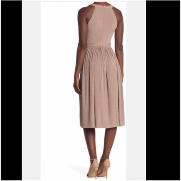 Catherine Malandrino Olive Green Halter Top Pleated Skirt Summer Dress MIDI 10 - Picture 5 of 9